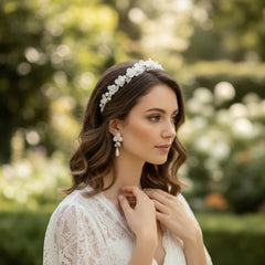 ATHENA COLLECTION - CHIC FLOWER HEADBAND SET - AHB234 SILVER