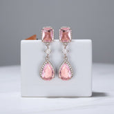 CUBIC ZIRCONIA COLLECTION - DAINTY SPARKLE EARRINGS - CZER919 PINK