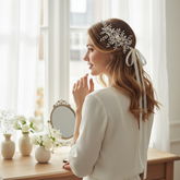 ATHENA COLLECTION - EXQUISITE PEARL HAIR VINE - HP198 SILVER