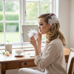 Seraphina Embellished Feather Headpiece HP22- SASSB - Ivory