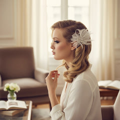 Seraphina Embellished Feather Headpiece HP22- SASSB - Ivory