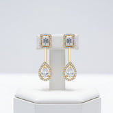 CUBIC ZIRCONIA COLLECTION - ART DECO DROP EARRINGS - CZER921 GOLD