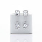 CUBIC ZIRCONIA COLLECTION - ART DECO DROP EARRINGS - CZER921 SILVER