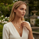 CUBIC ZIRCONIA COLLECTION - ART DECO DROP NECKLACE - CZNK276 SILVER