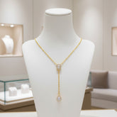 CUBIC ZIRCONIA COLLECTION - ART DECO DROP NECKLACE - CZNK275 GOLD