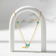 CUBIC ZIRCONIA COLLECTION - DAINTY GEM NECKLACE - 925 STERLING SILVER -CZNK277