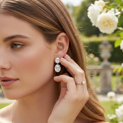 CUBIC ZIRCONIA COLLECTION - DAINTY GEM EARRINGS - CZER924 SILVER