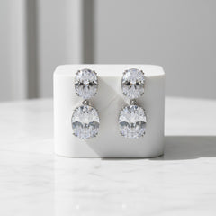 CUBIC ZIRCONIA COLLECTION - DAINTY GEM EARRINGS - CZER924 SILVER