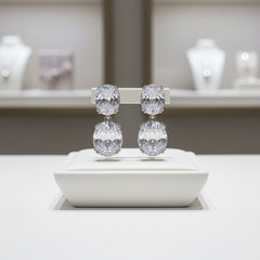 CUBIC ZIRCONIA COLLECTION - DAINTY GEM EARRINGS - CZER924 SILVER