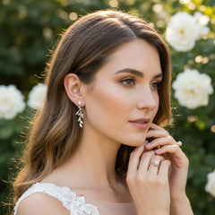 CUBIC ZIRCONIA COLLECTION - DAINTY VINE EARRINGS - CZER926 SILVER