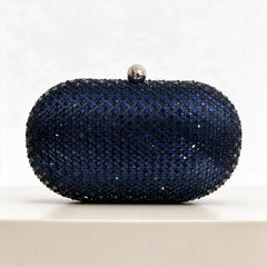 LUXE RHINESTONE CRYSTAL BAG - NAVY