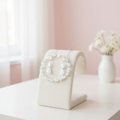CUBIC ZIRCONIA COLLECTION - STARLET GALM BRACELET SET - SILVER