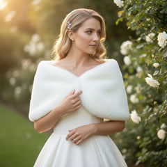 ATHENA COLLECTION - LUXE FAUX FUR STOLE - IVORY