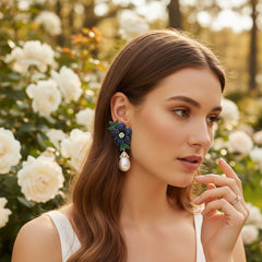 CUBIC ZIRCONIA COLLECTION - GLAM STARLET EARRINGS - CZER932 BLUE