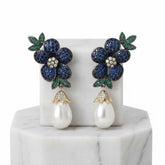 CUBIC ZIRCONIA COLLECTION - GLAM STARLET EARRINGS - CZER932 BLUE