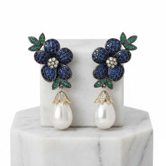 CUBIC ZIRCONIA COLLECTION - GLAM STARLET EARRINGS - CZER932 BLUE