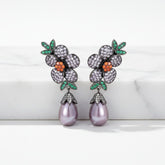 CUBIC ZIRCONIA COLLECTION - GLAM STARLET EARRINGS - CZER932 PURPLE