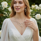 CUBIC ZIRCONIA COLLECTION - EXTRAVAGANCE NECKLACE SET - CZNK162 SILVER