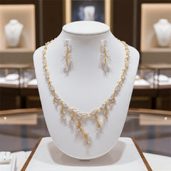 CUBIC ZIRCONIA COLLECTION - EXTRAVAGANCE NECKLACE SET - CZNK162 Gold