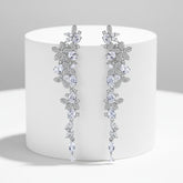 CUBIC ZIRCONIA COLLECTION - CRYSTAL CACADE EARRINGS- CZER933 SILVER