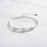 CUBIC ZIRCONIA COLLECTION - CHIC STERLING SILVER BRACELET - BR178 SILVER