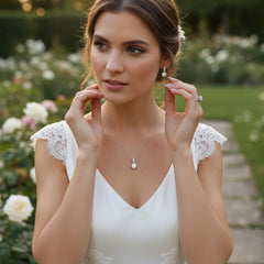 Cubic Zirconia Collection - Classic crystal Necklace Set - ROSE GOLD CZNK18
