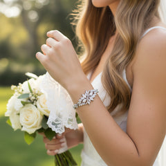 Cubic Zirconia Collection - Statement Bracelet - Silver - CZBRA7