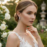 Cubic Zirconia Collection - Pretty Chic Pearl Earrings - CZER339