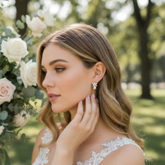 Cubic Zirconia Collection - Pretty Chic Pearl Earrings - CZER339