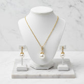CUBIC ZIRCONIA COLLECTION - PRECIOUS PEARL NECKLACE SET - Gold CZNK20