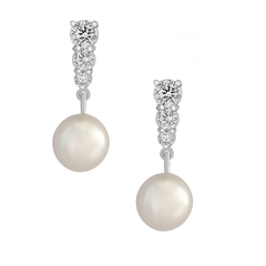 Cubic Zirconia Collection - Classic Pearl Earrings - CZER340