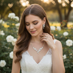 CUBIC ZIRCONIA COLLECTION - CRYSTAL ALLURE NECKLACE SET - CZNK228 - GOLD