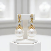 CUBIC ZIRCONIA COLLECTION - OPULENCE PEARL EARRINGS - (ER307) GOLD