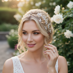 ATHENA COLLECTION - ENCHANTED FLORAL HEADBAND - GOLD AHB237