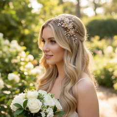 ATHENA COLLECTION - ENCHANTED FLORAL HEADBAND - GOLD AHB237