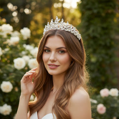 ATHENA COLLECTION - GLITZY GLAM TIARA - AHB237 SILVER