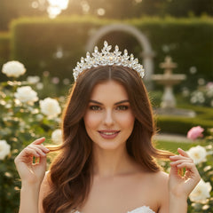 ATHENA COLLECTION - GLITZY GLAM TIARA - AHB237 SILVER