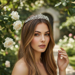 CUBIC ZIRCONIA COLLECTION - SHIMMERING VINE TIARA - AHB238 SILVER