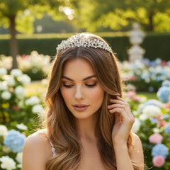 CUBIC ZIRCONIA COLLECTION - SHIMMERING VINE TIARA - AHB238 SILVER