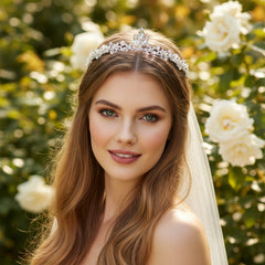 ATHENA COLLECTION - DAINTY SPARKLE TIARA - AHB241 SILVER