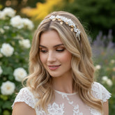 ATHENA COLLECTION - DAINTY PEARL HEADBAND - AHB243 GOLD