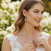 CUBIC ZIRCONIA COLLECTION - BEJEWELLED PEARL NECK SET -CZNK287 GOLD