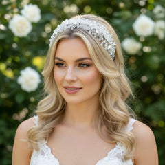 ATHENA COLLECTION - CRYSTAL BEADED HEADBAND - SILVER - AHB245