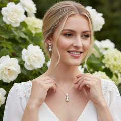 CUBIC ZIRCONIA COLLECTION - LUXE PEARL DROP NECKLACE SET - CZNK290