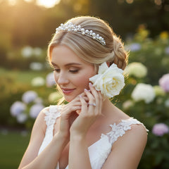 ATHENA COLLECTION - DAINTY PEARL TIARA - AHB246 SILVER