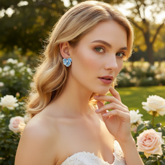 ATHENA COLLECTION - BLUE ORCHID EARRINGS - CZER938