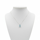 CUBIC ZIRCONIA COLLECTION - AQUAMARINE CRYSTAL DROP NECKLACE - CZNK292 AQUA