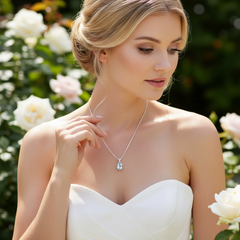 CUBIC ZIRCONIA COLLECTION - AQUAMARINE CRYSTAL DROP NECKLACE - CZNK292 AQUA