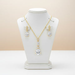 Cubic Zirconia Collection - Gold Shimmer Necklace Set - NK1