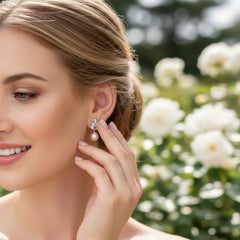 Vintage Pearl Drop Earrings - Rose Gold CZER351